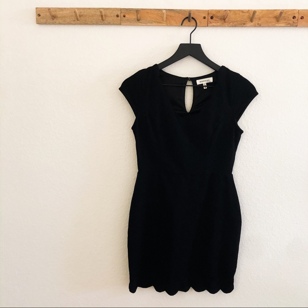 Monteau Black Scalloped Dress